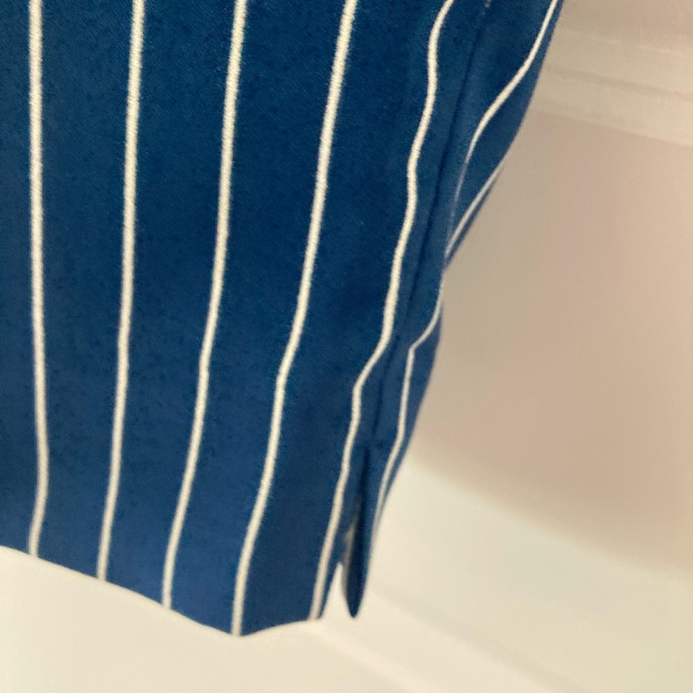 Banana Republic Factory 8 Petite Blue and White Cropped Pinstripe Pants - Picture 6 of 10